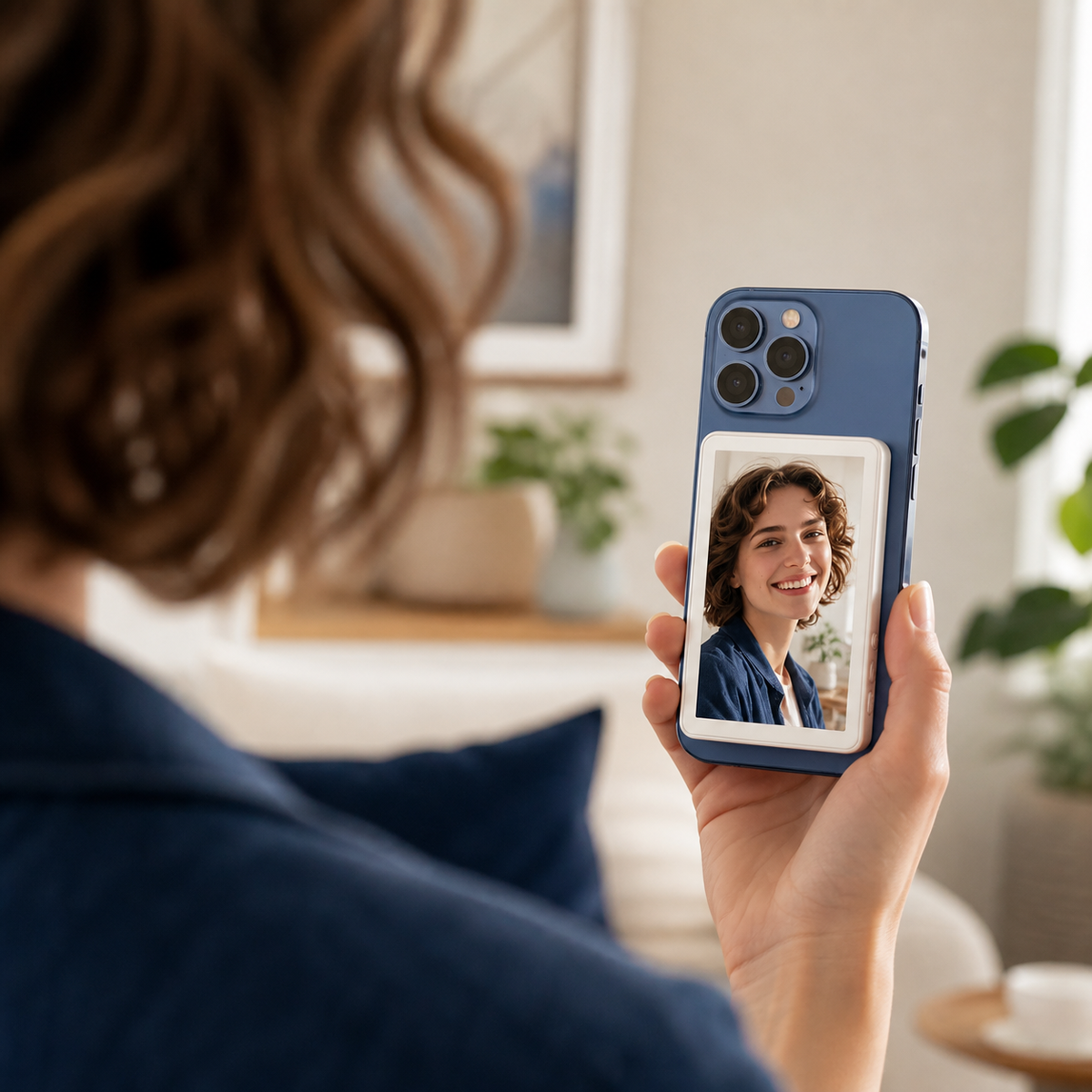 Rear camera selfie monitor showing the camera view